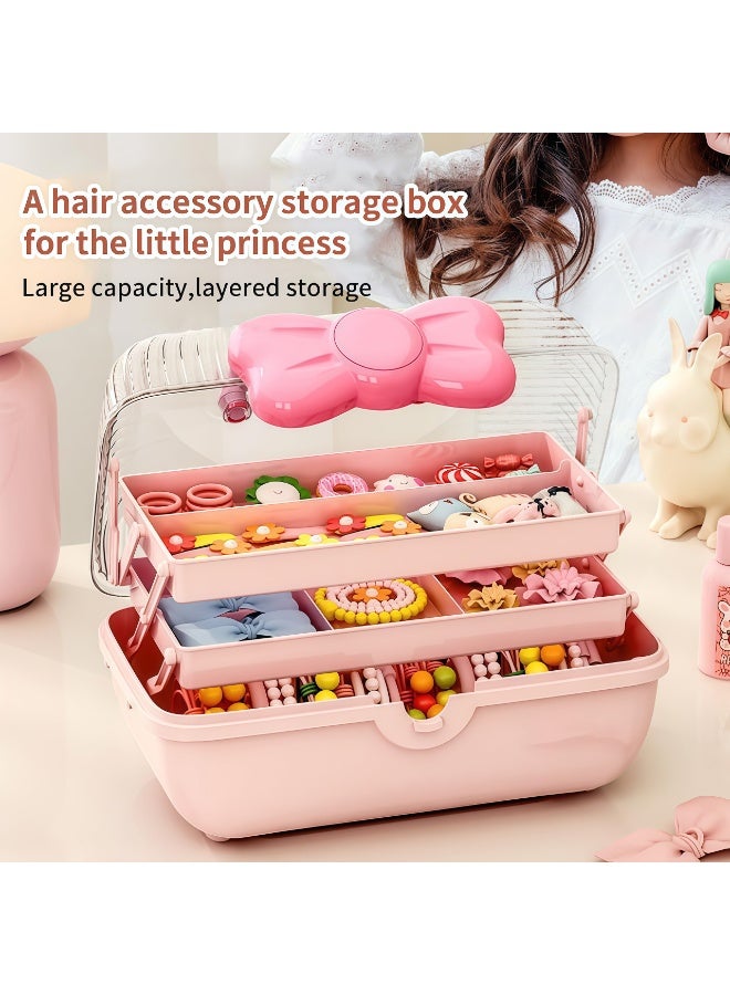 XiuWoo Kids' Storage Box,3-Layer Organizer/Basket/Trunk,Toy Storage Cube,Hair Accessories, Scrunchies & Necklaces Storage Box,Kids Hair Accessories Storage Box,Cute Girls Jewelry Organizer,Cosmetics Storage Box,Cute Lockable Jewelry Organizer Container,Durable And Washabl,for Hairpin Barrette, Practical Travel Gift,for Girls & Women - Image 5